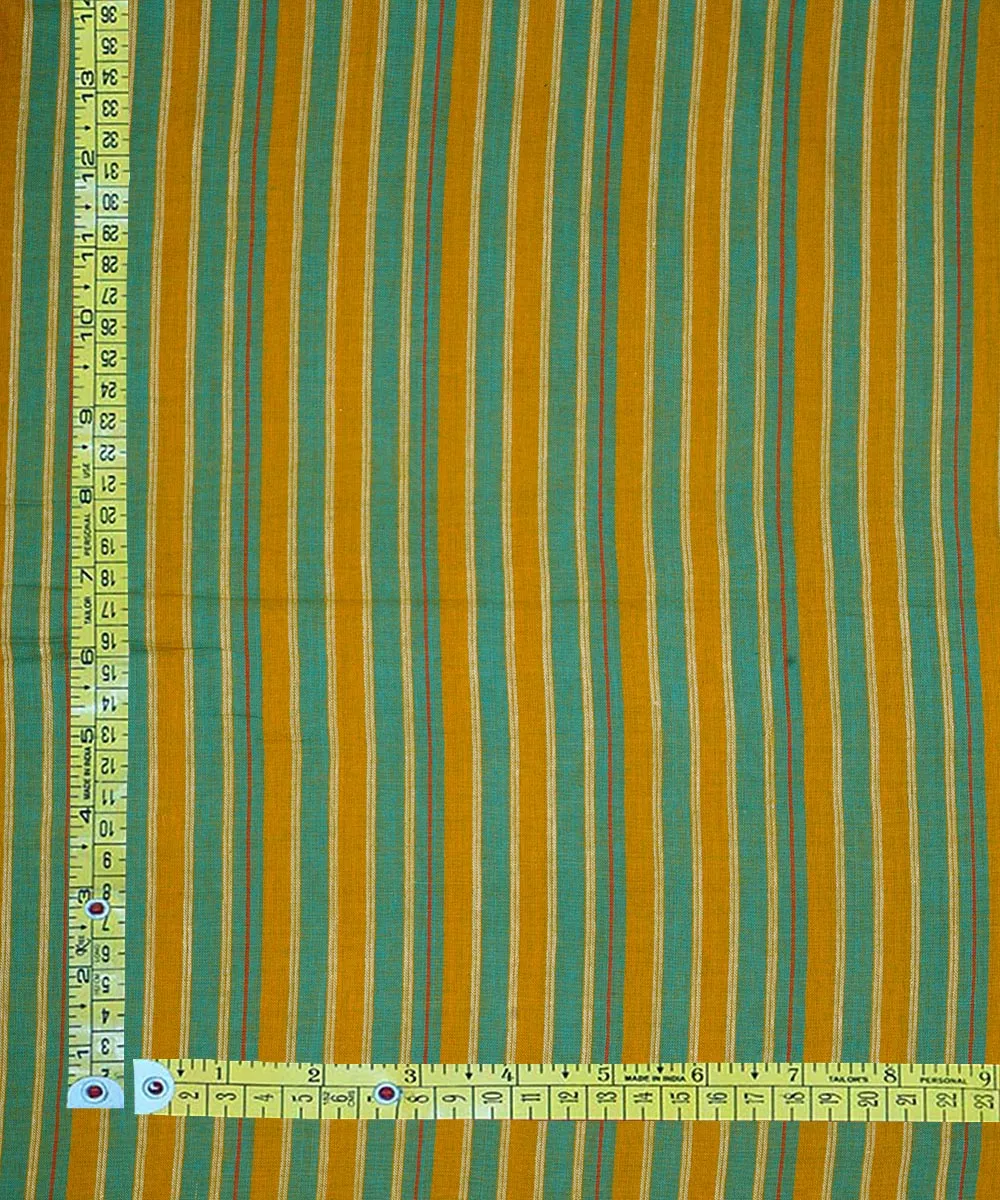 1.8m Green yellow handwoven stripe cotton fabric