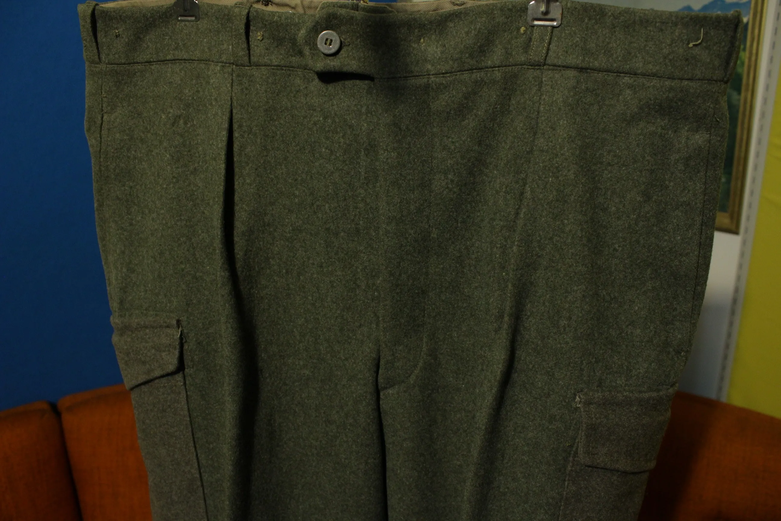 1955 Swedish Military Crown Pants Vintage Heavy Wool Cargo Soderbergs Upsala