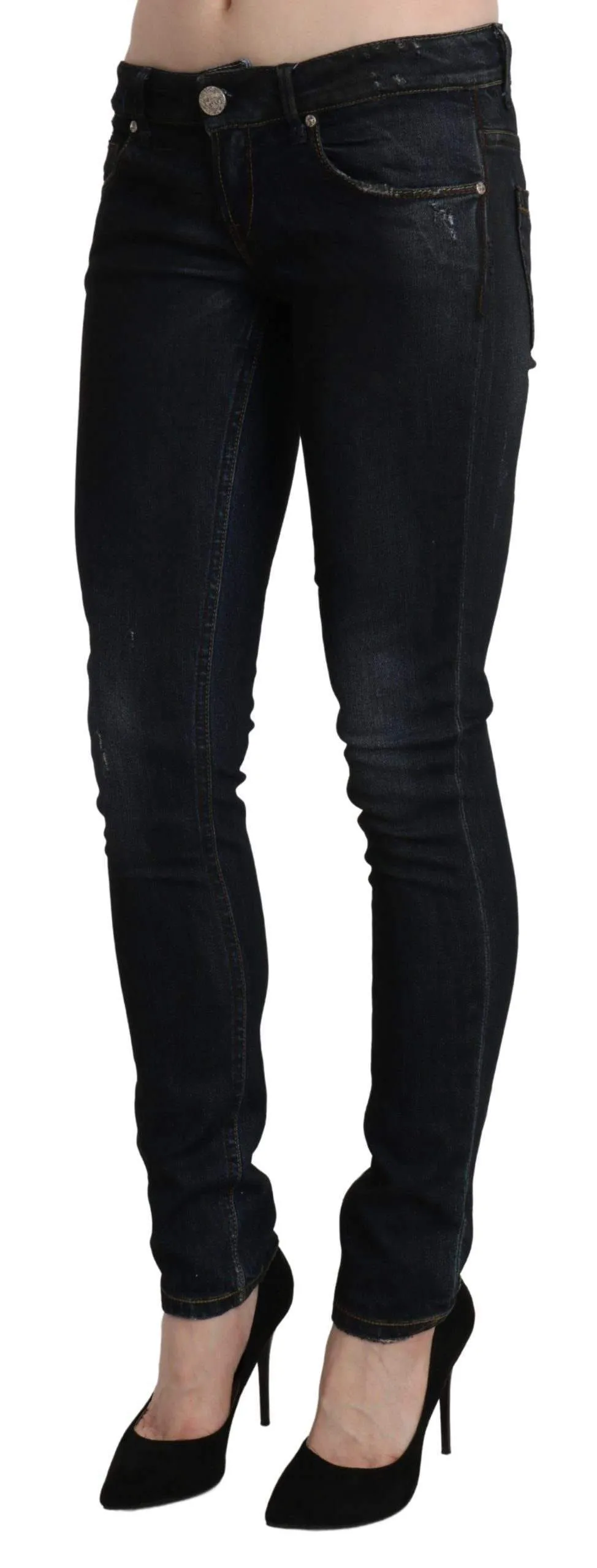 Acht  Washed Low Waist Skinny Denim Slim Trouser