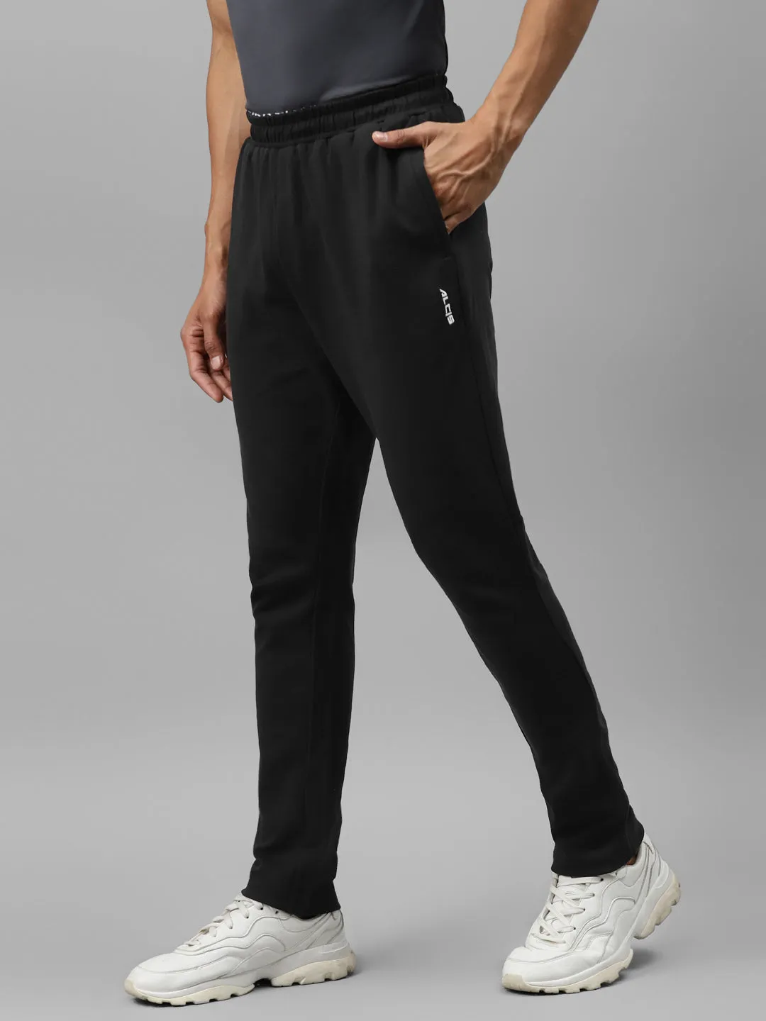 Alcis Men Black Solid Straight Fit Track Pants