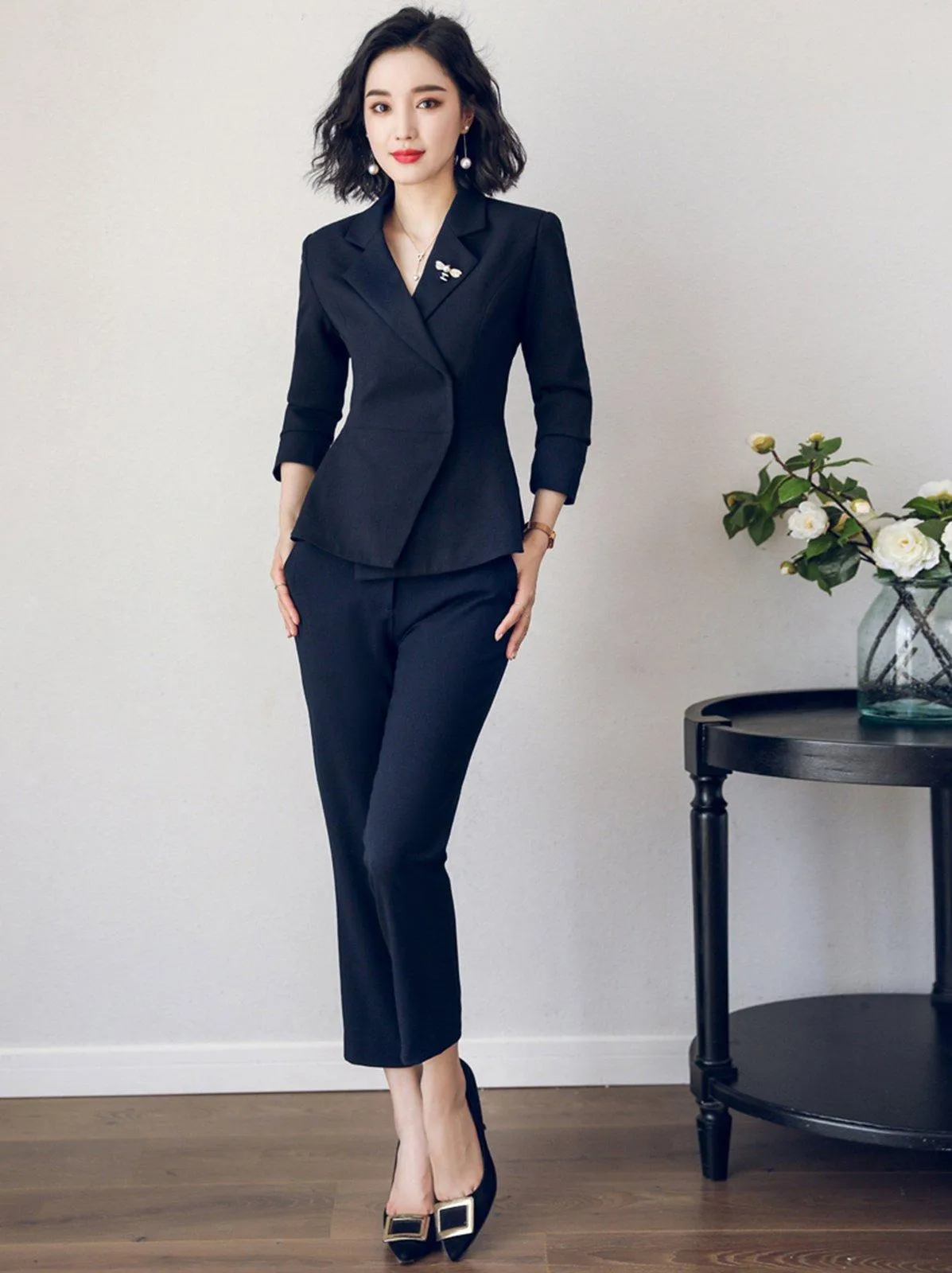 Alice Ruffle Blazer & Crop Skinny Pant Suit