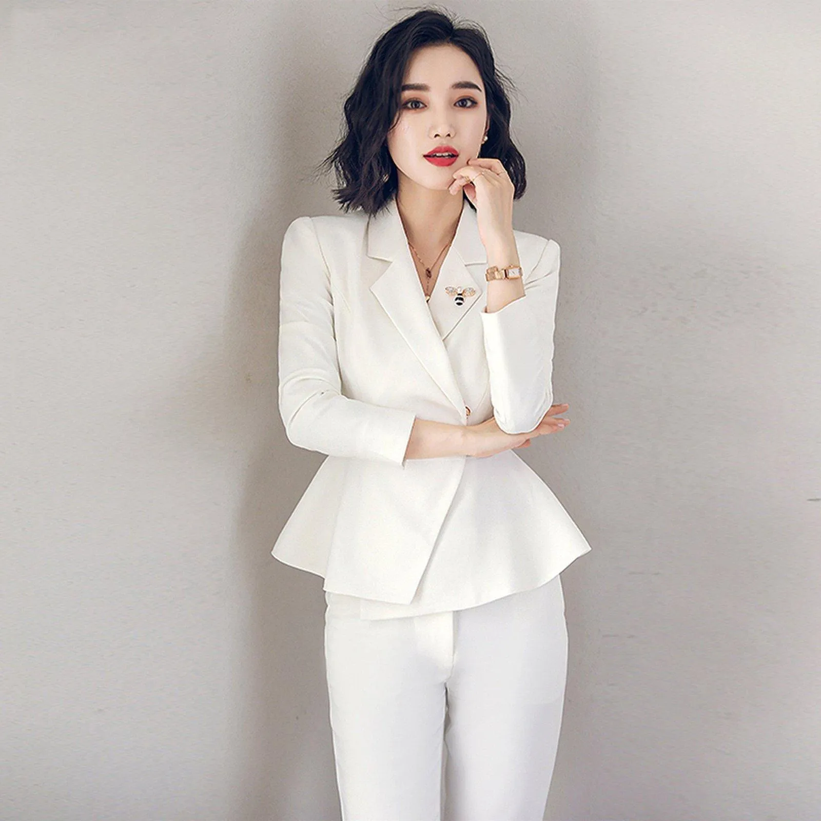 Alice Ruffle Blazer & Crop Skinny Pant Suit