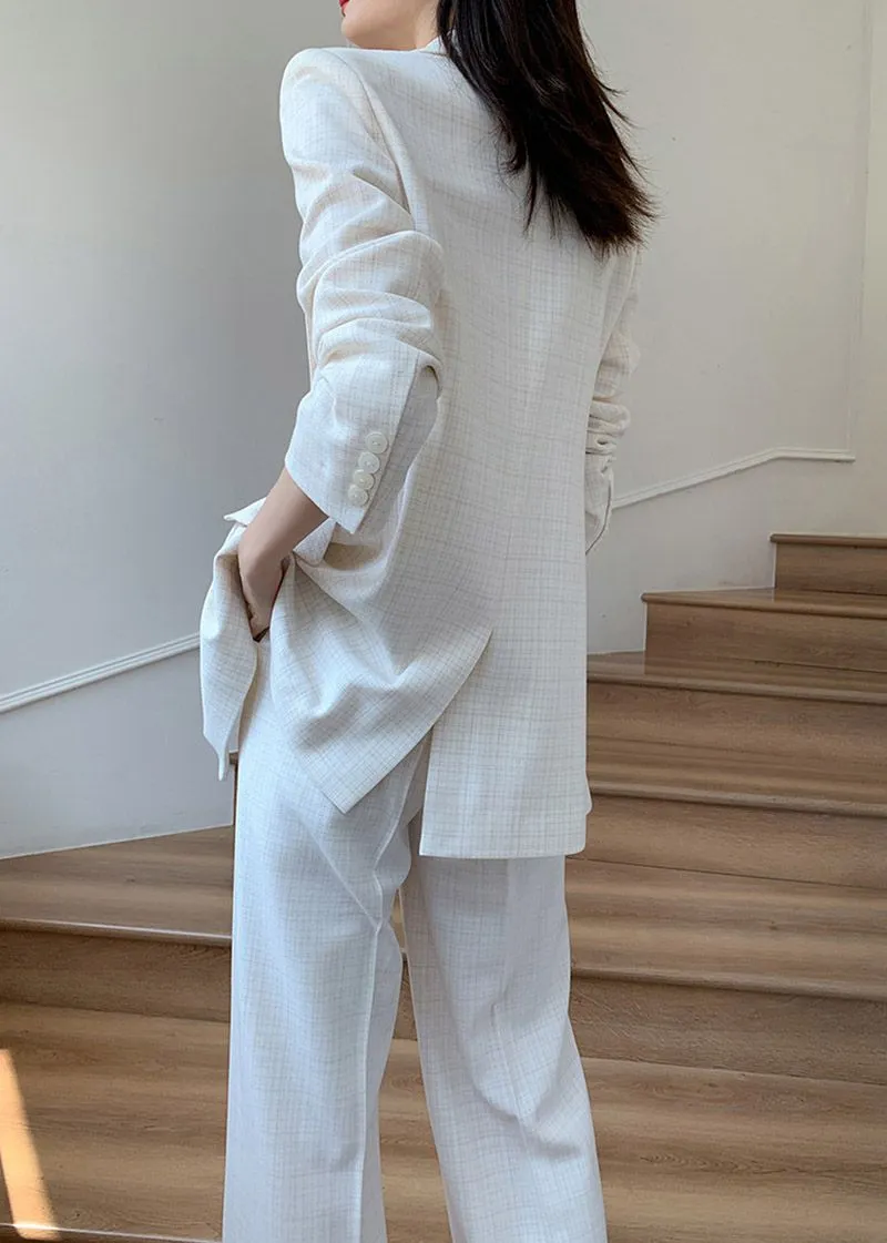 Alma White Blazer Wide Leg Pants Two Piece Sets