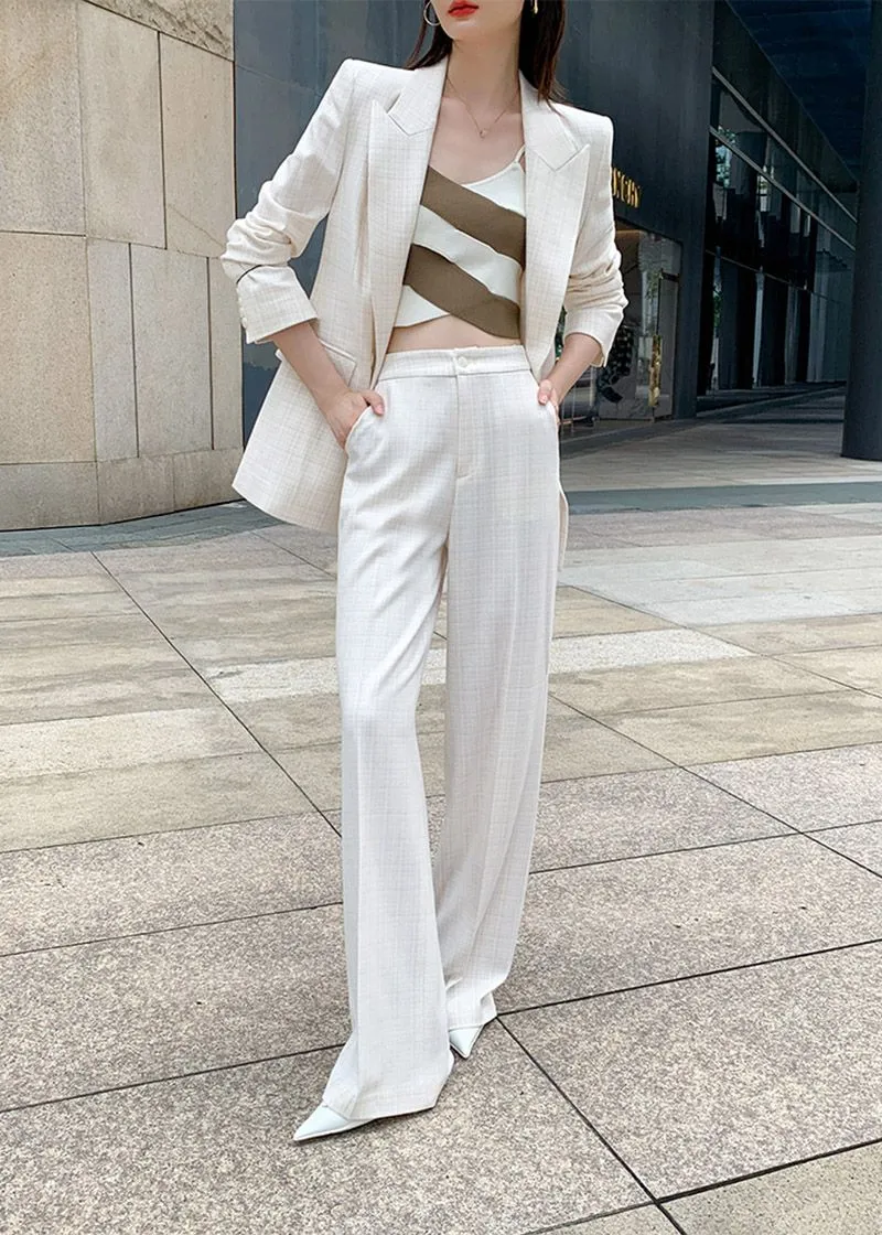 Alma White Blazer Wide Leg Pants Two Piece Sets