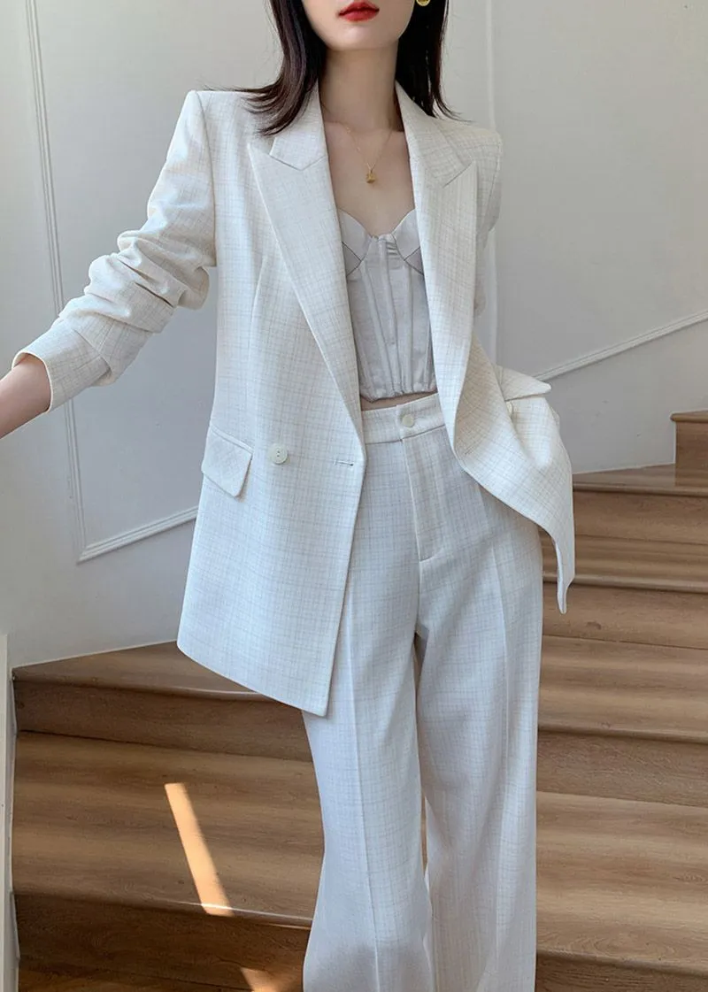 Alma White Blazer Wide Leg Pants Two Piece Sets