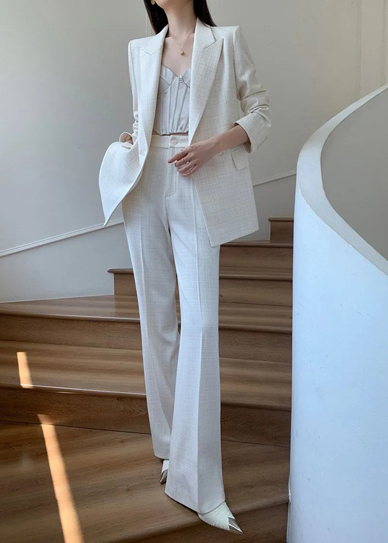 Alma White Blazer Wide Leg Pants Two Piece Sets