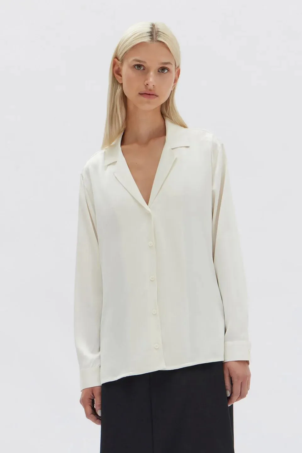 Assembly Label Ali Silk Long Sleeve Shirt - Cream