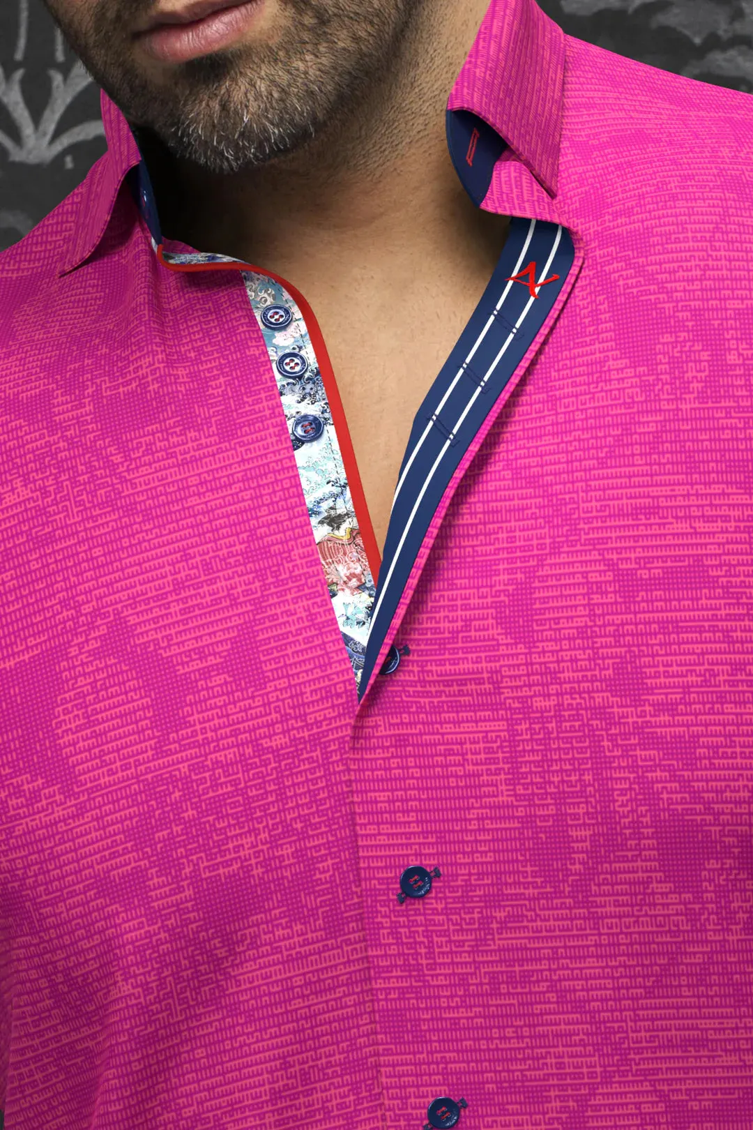 Au Noir Short Sleeve Stretch Shirt | Campra Fuchsia