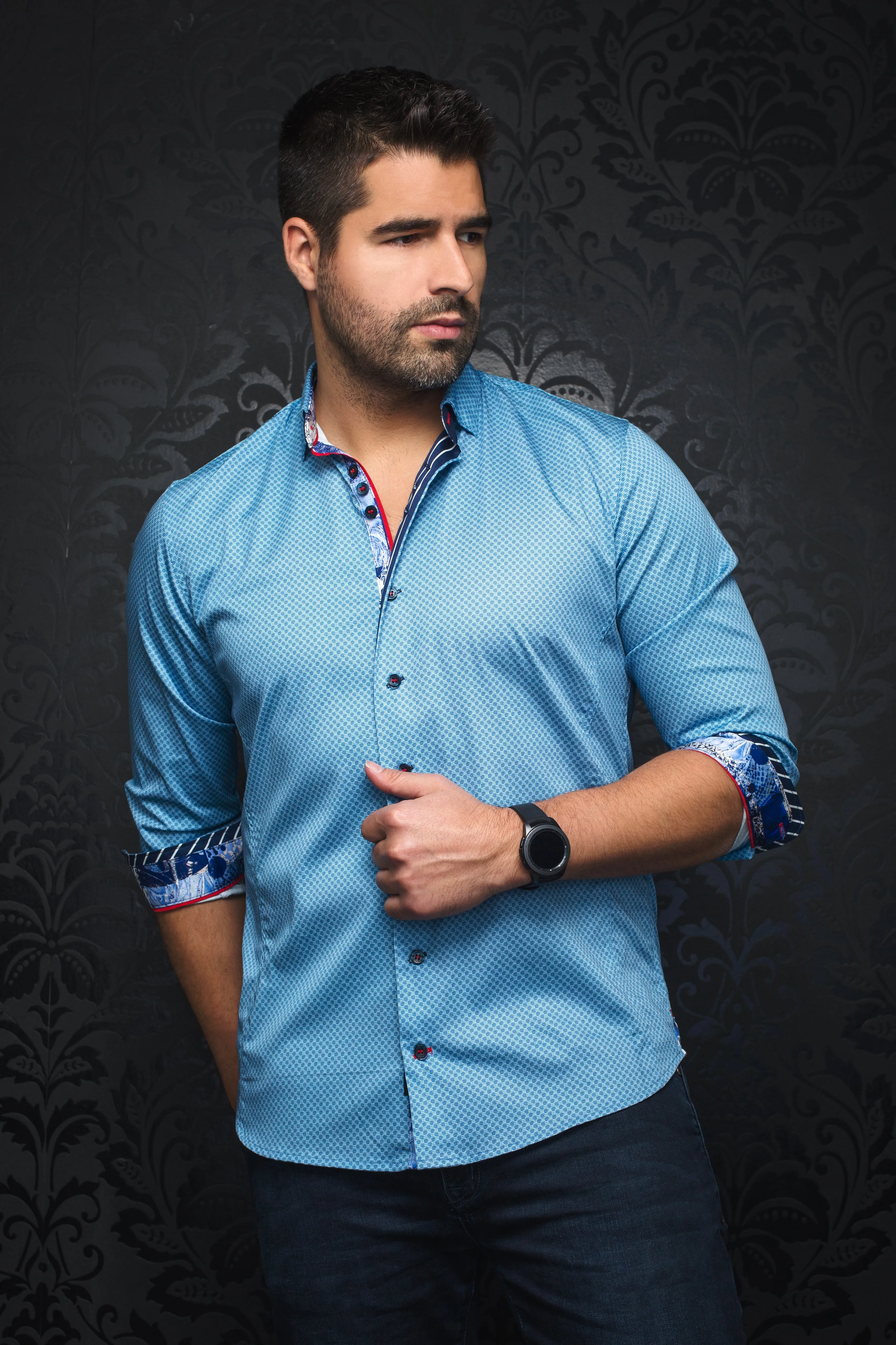 Au Noir Stretch Shirt | Muzio Light Blue