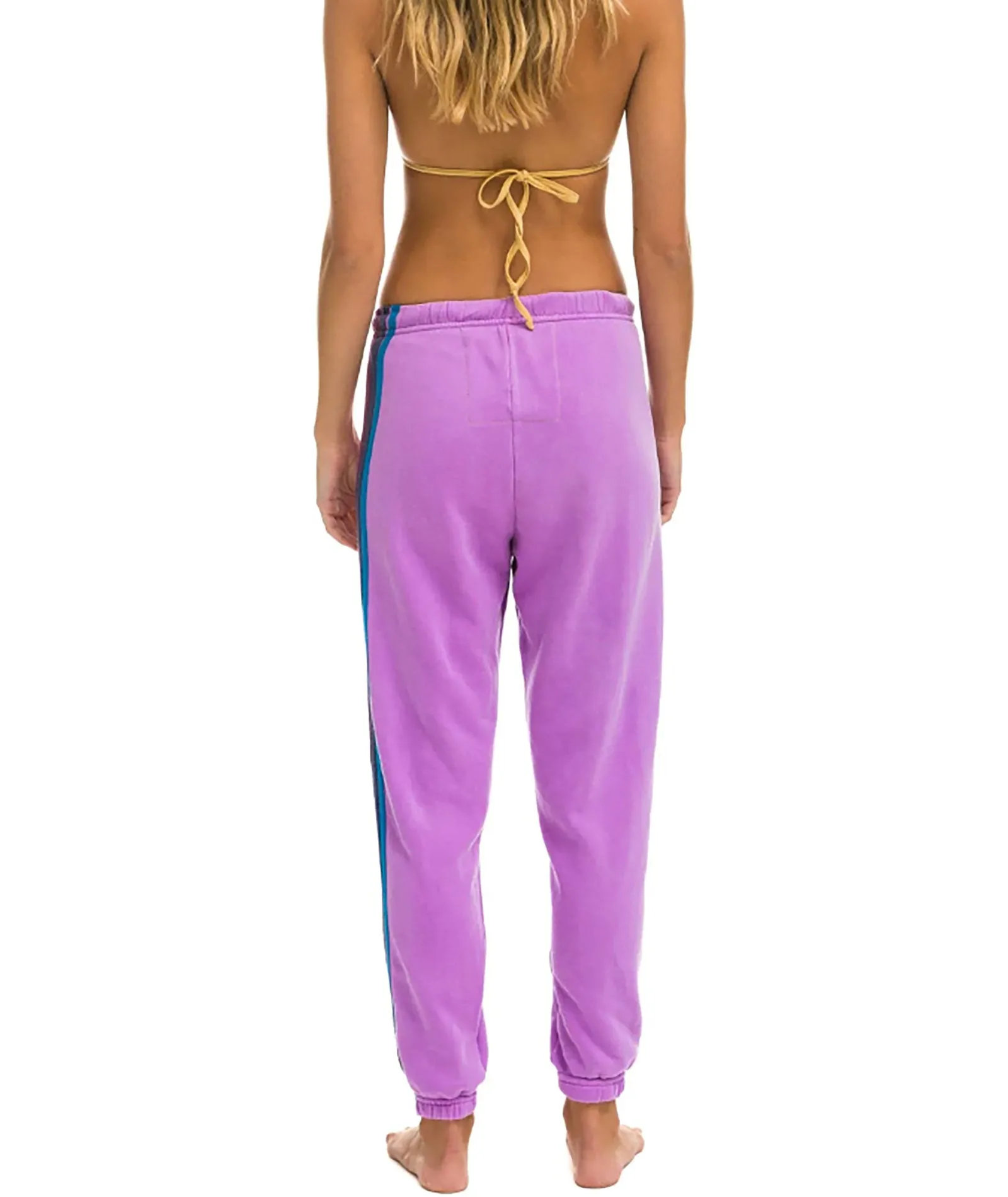 Aviator Nation Women 5 Stripe Sweatpants Neon Purple