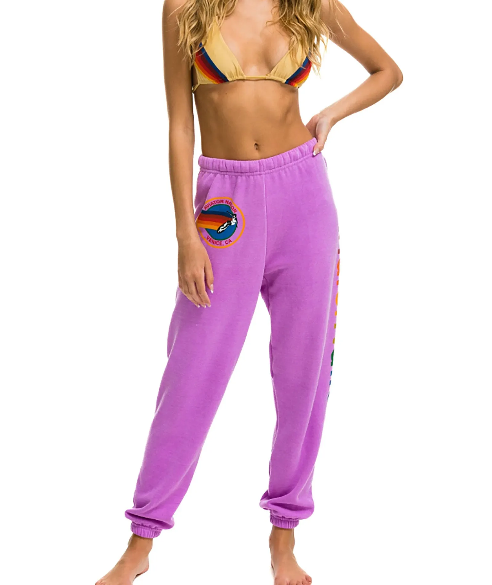 Aviator Nation Women Surfer Sweatpants Neon Purple