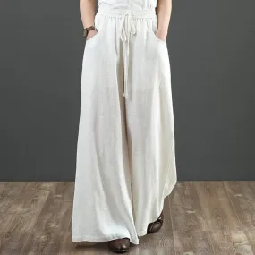 Babakud Casual Loose Shift Cotton Linen Wide Leg Pants