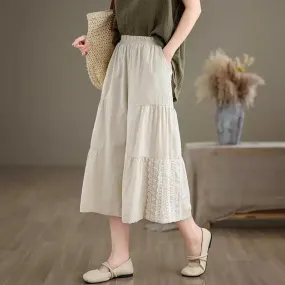 Babakud Women Linen Lace Wide Leg Pants