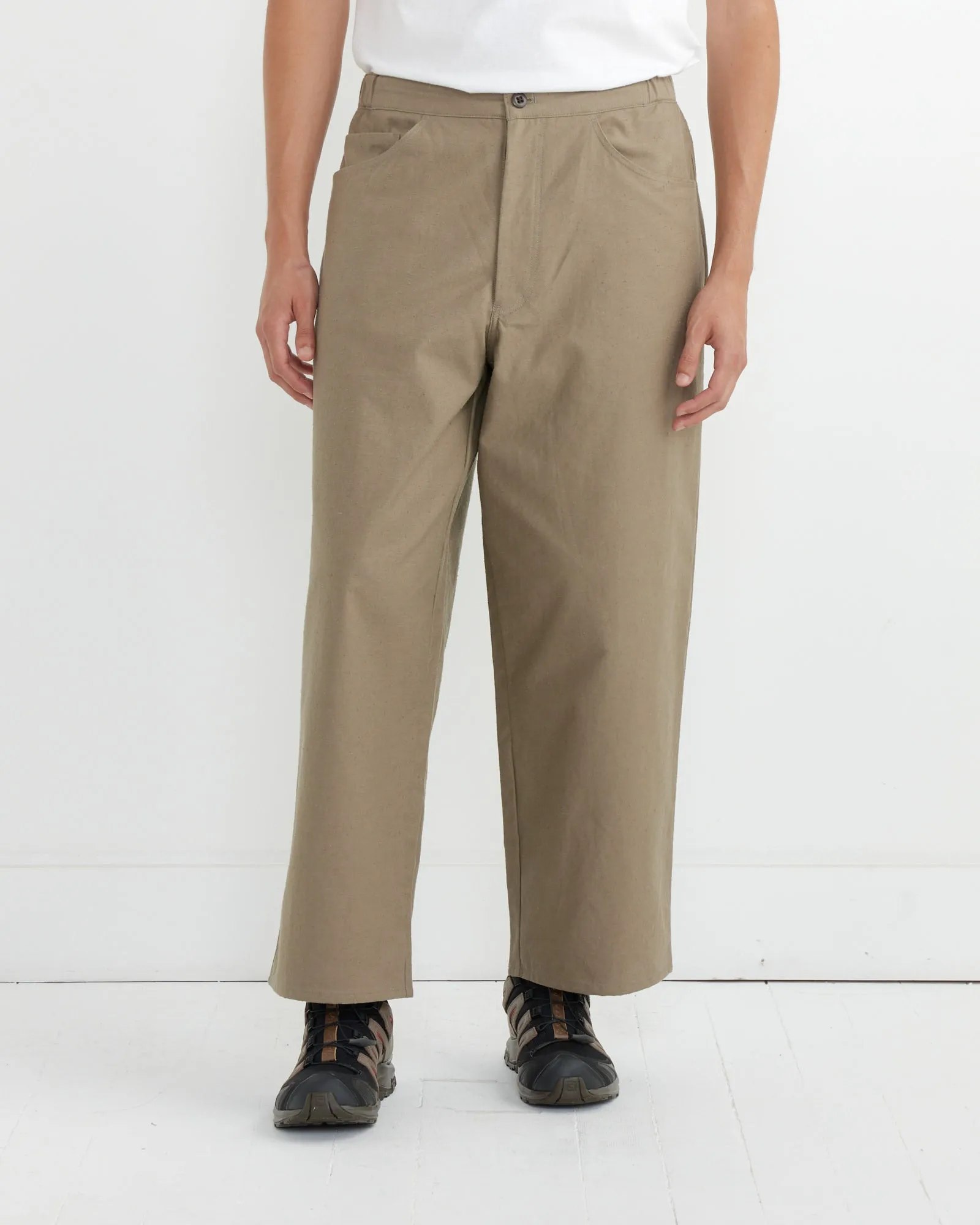 Back Nep Baggy Trousers in Sepia