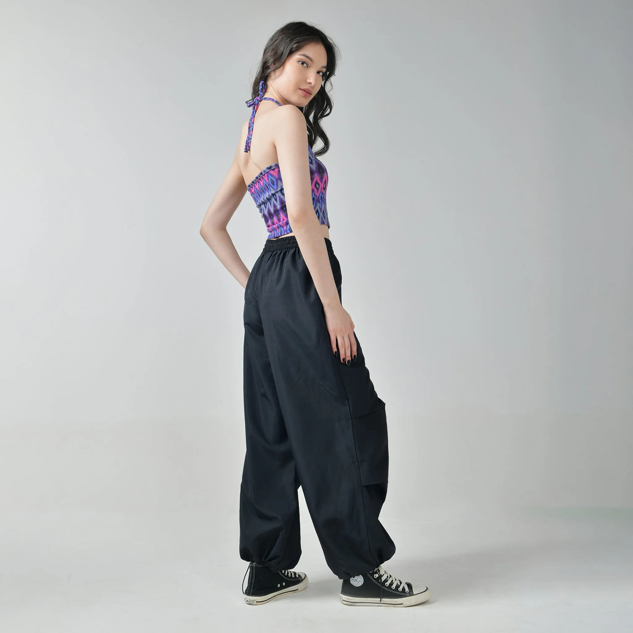 Black Air Parachute Pants for Women