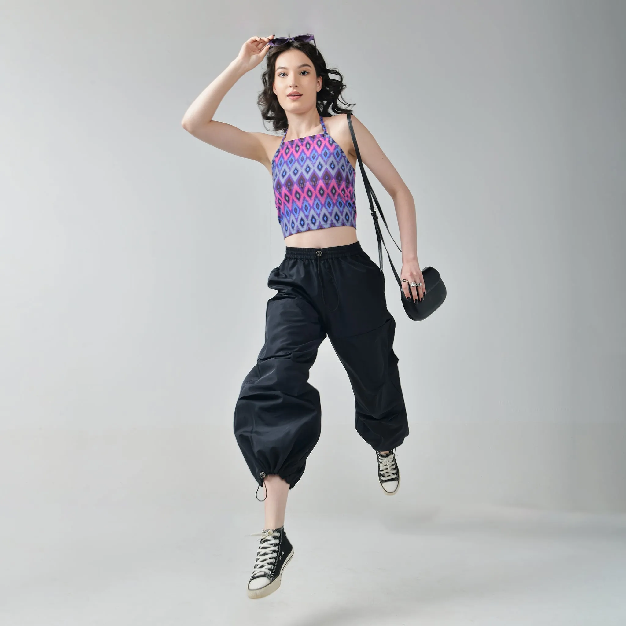 Black Air Parachute Pants for Women