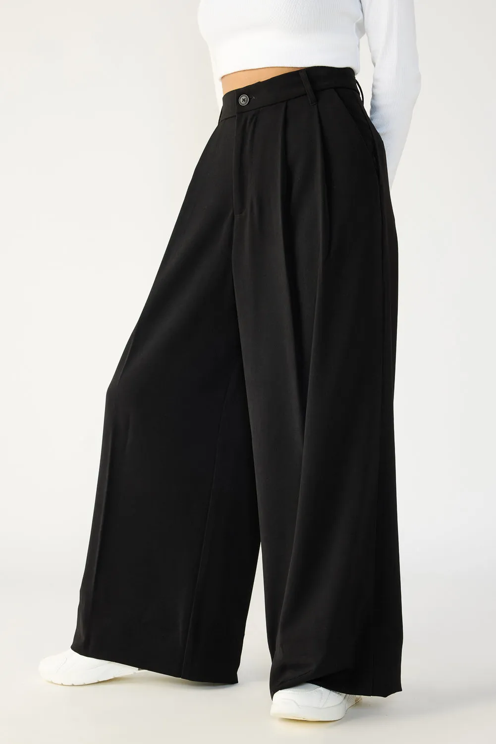 Chic Black Flared Formal Korean Trousers for Effortless Elegance