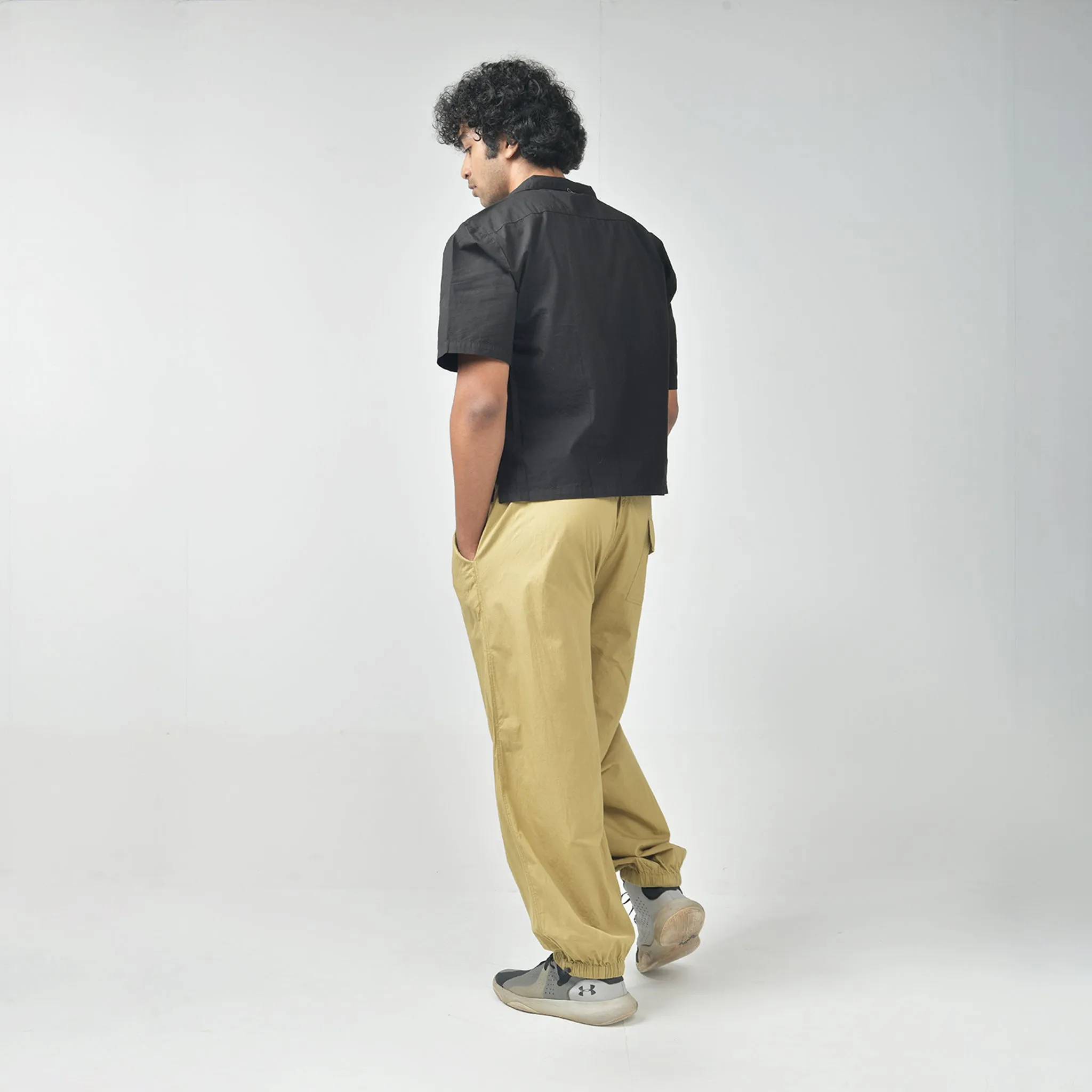 Bossman Shirt (Black) & Parachute Pants (Khaki) For Men