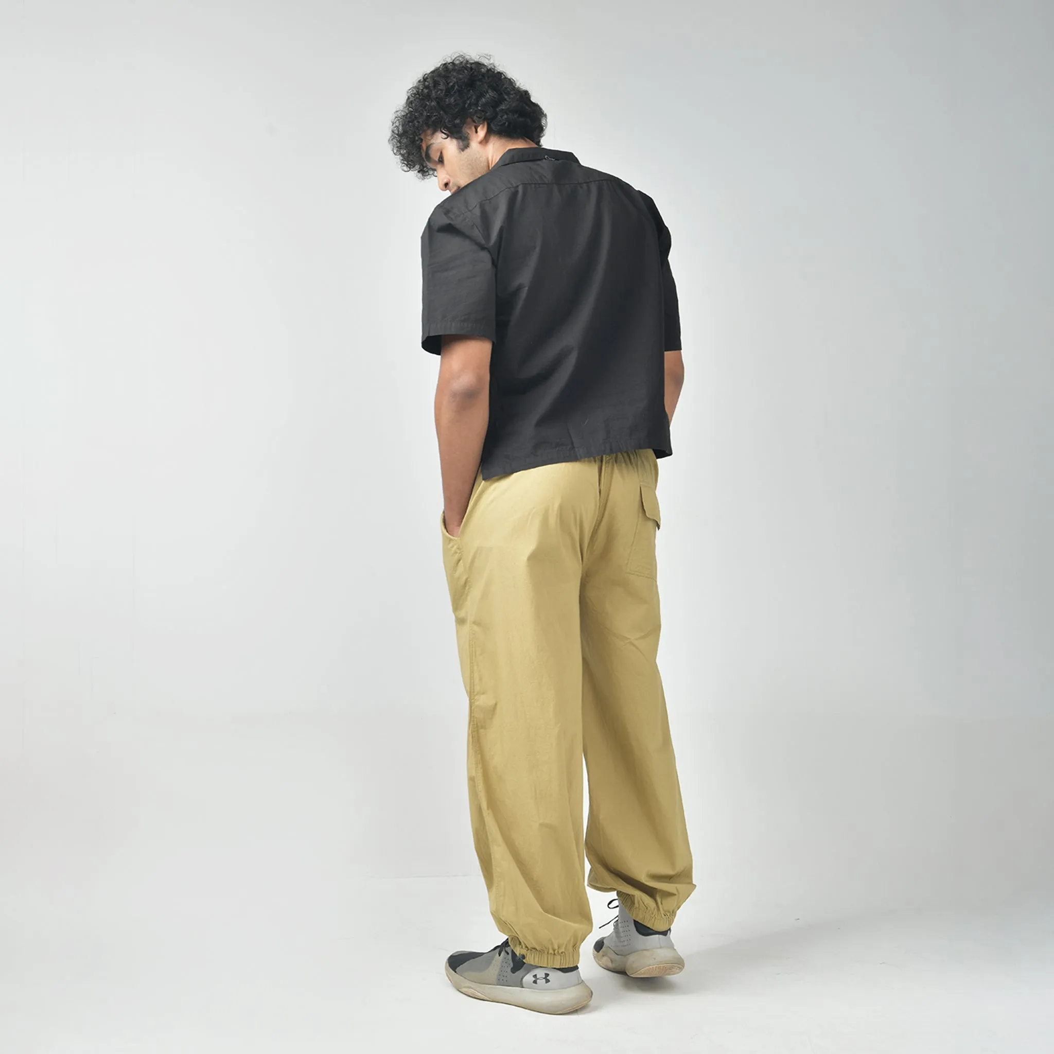 Bossman Shirt (Black) & Parachute Pants (Khaki) For Men