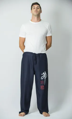 Chinese Writing Men's Thai Yoga Pants in Navy