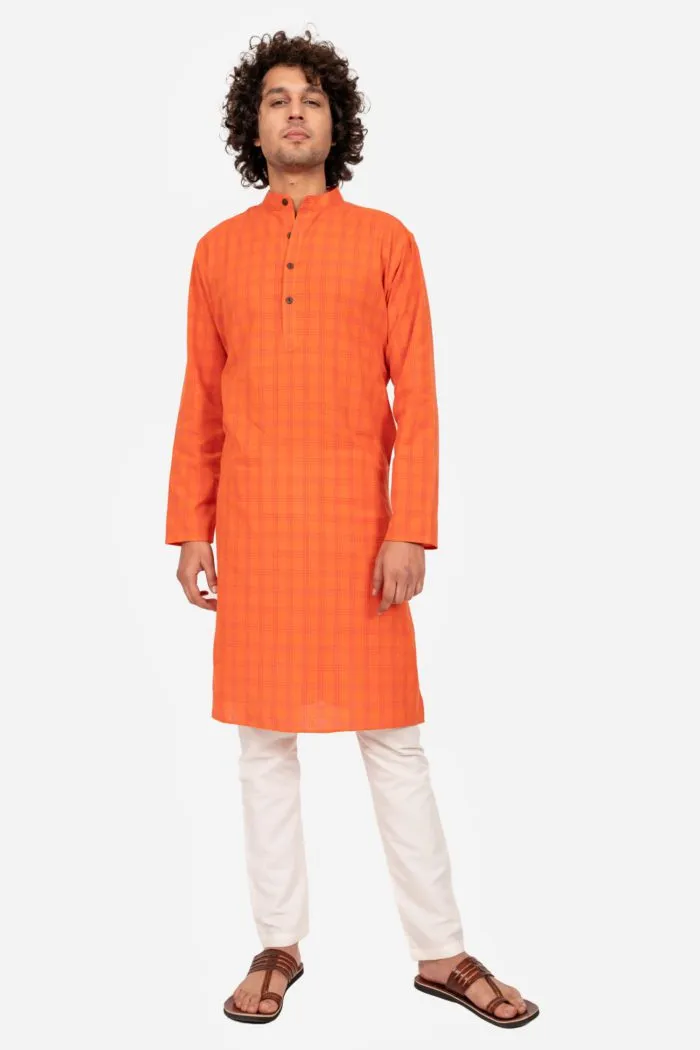 Coral Checks Long Kurta