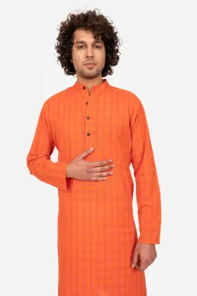 Coral Checks Long Kurta