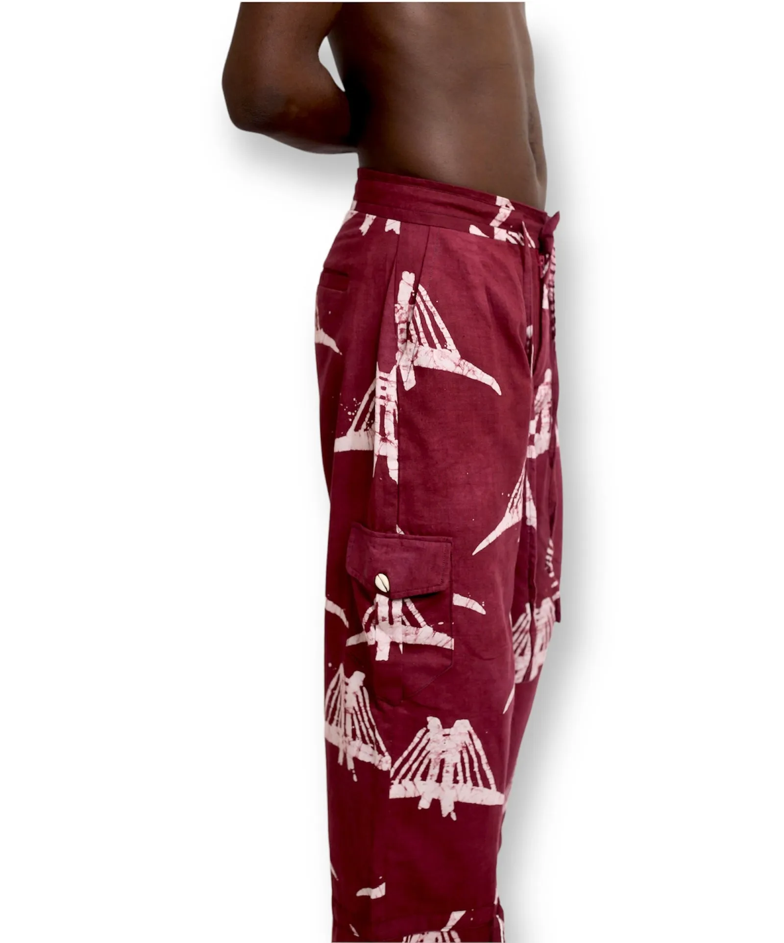 Cute Saint Igunu Burgundy Cotton Trouser