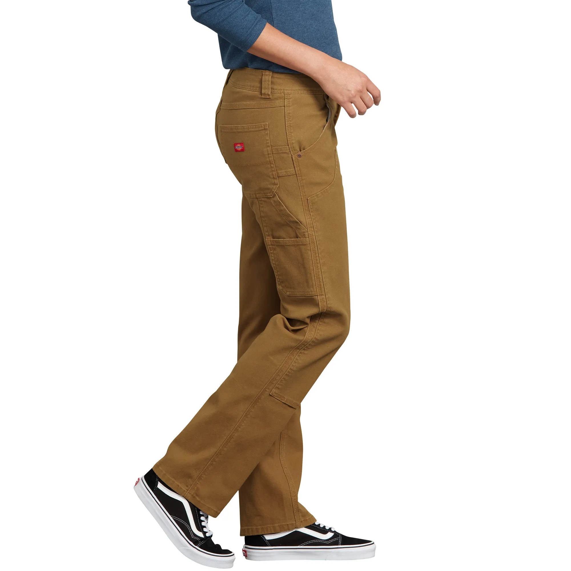 Dickies Women's Stretch Double Knee Front Carpenter Work Pant FD2500RBD - brown