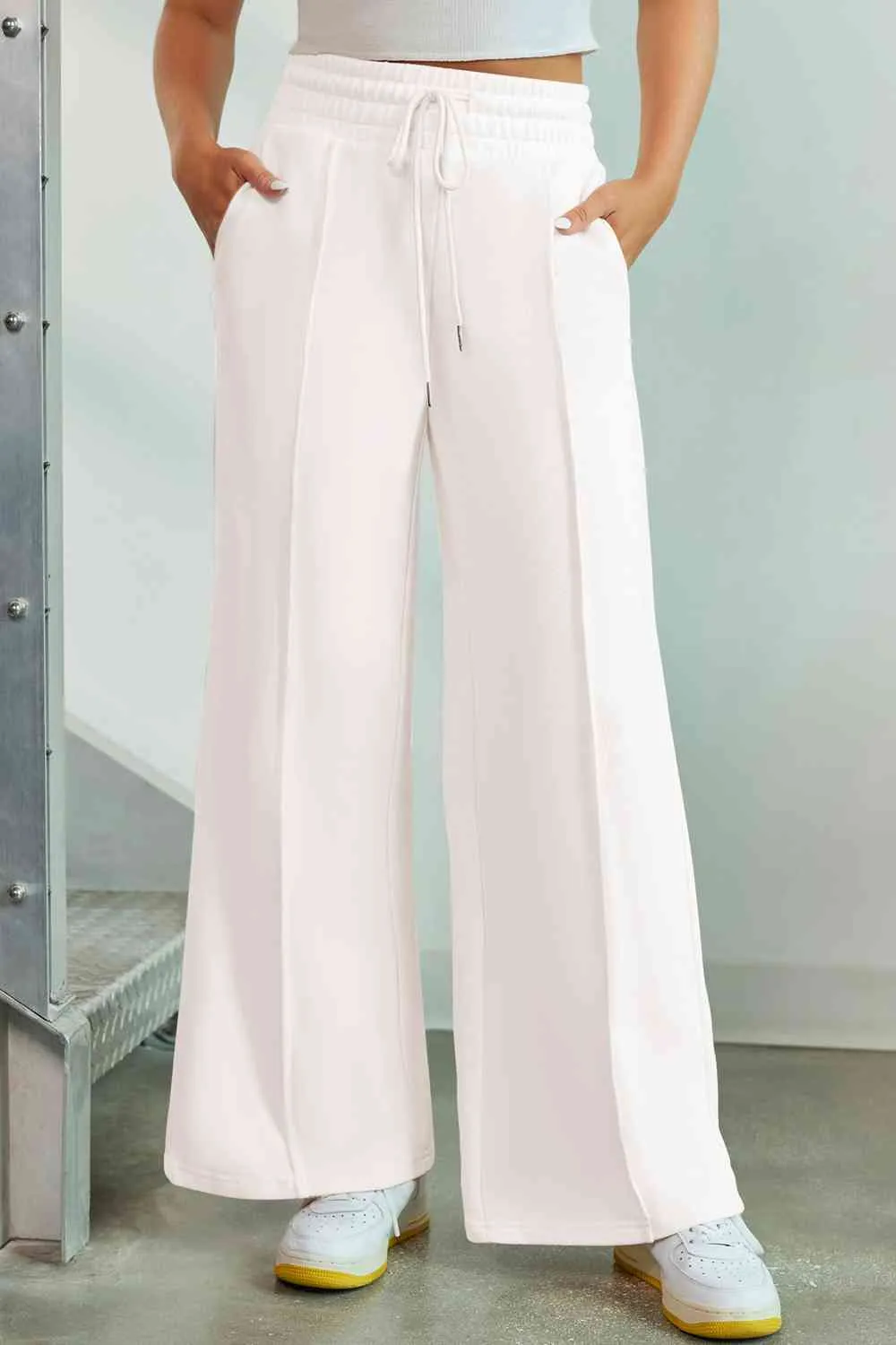 Drawstring High Waist Wide Leg Pants with Pockets (9 colors)