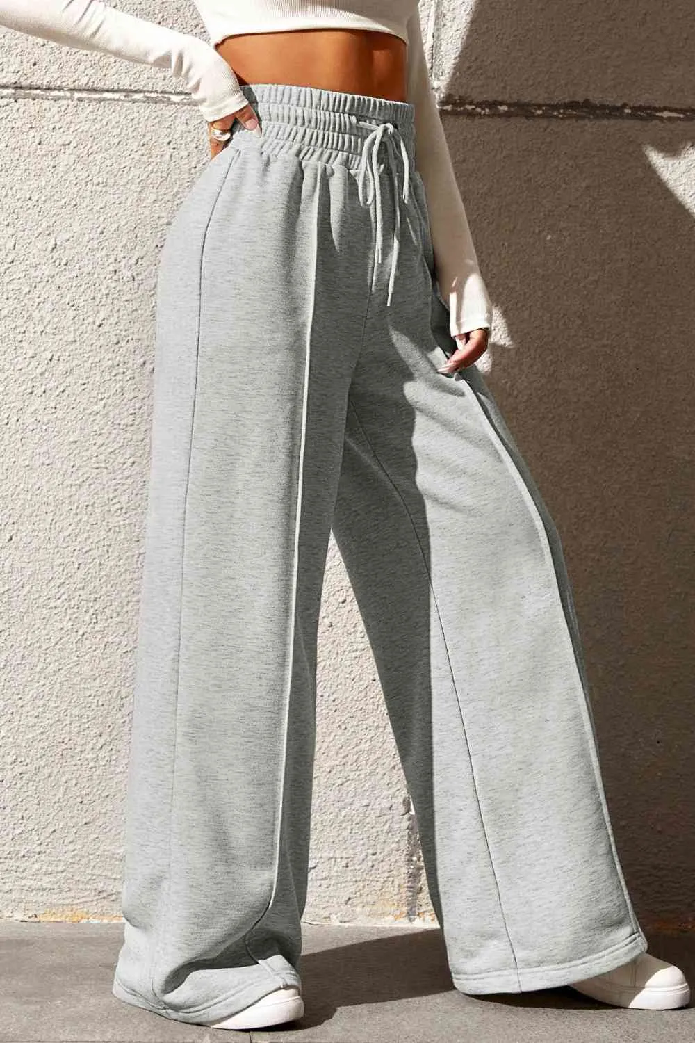 Drawstring High Waist Wide Leg Pants with Pockets (9 colors)