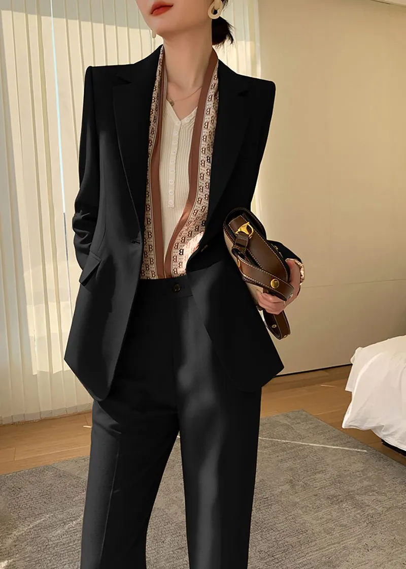 Eileen Black Single Breasted Blazer Pants Suit Two-Piece Set