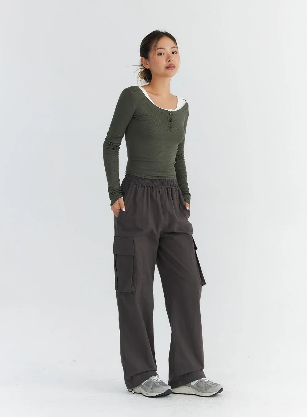 Elastic Waist Cargo Pants CO313