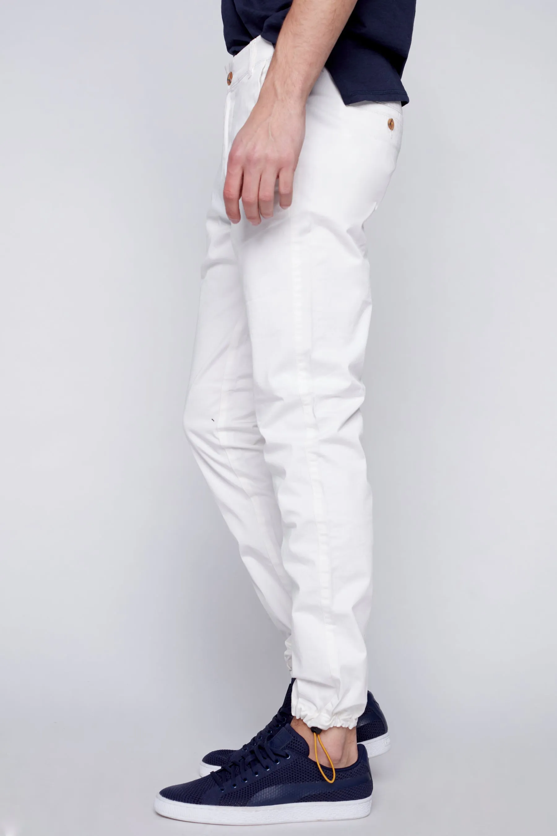 ELTON -  Slim Fit Chinos (Convertible Joggers) - Off White