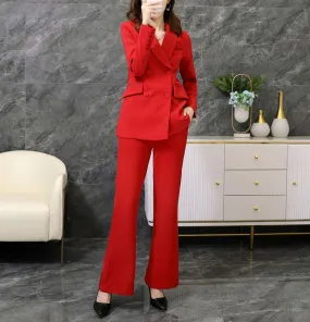 Formal Double-Breasted Office Blazer & Pants Two Piece Set