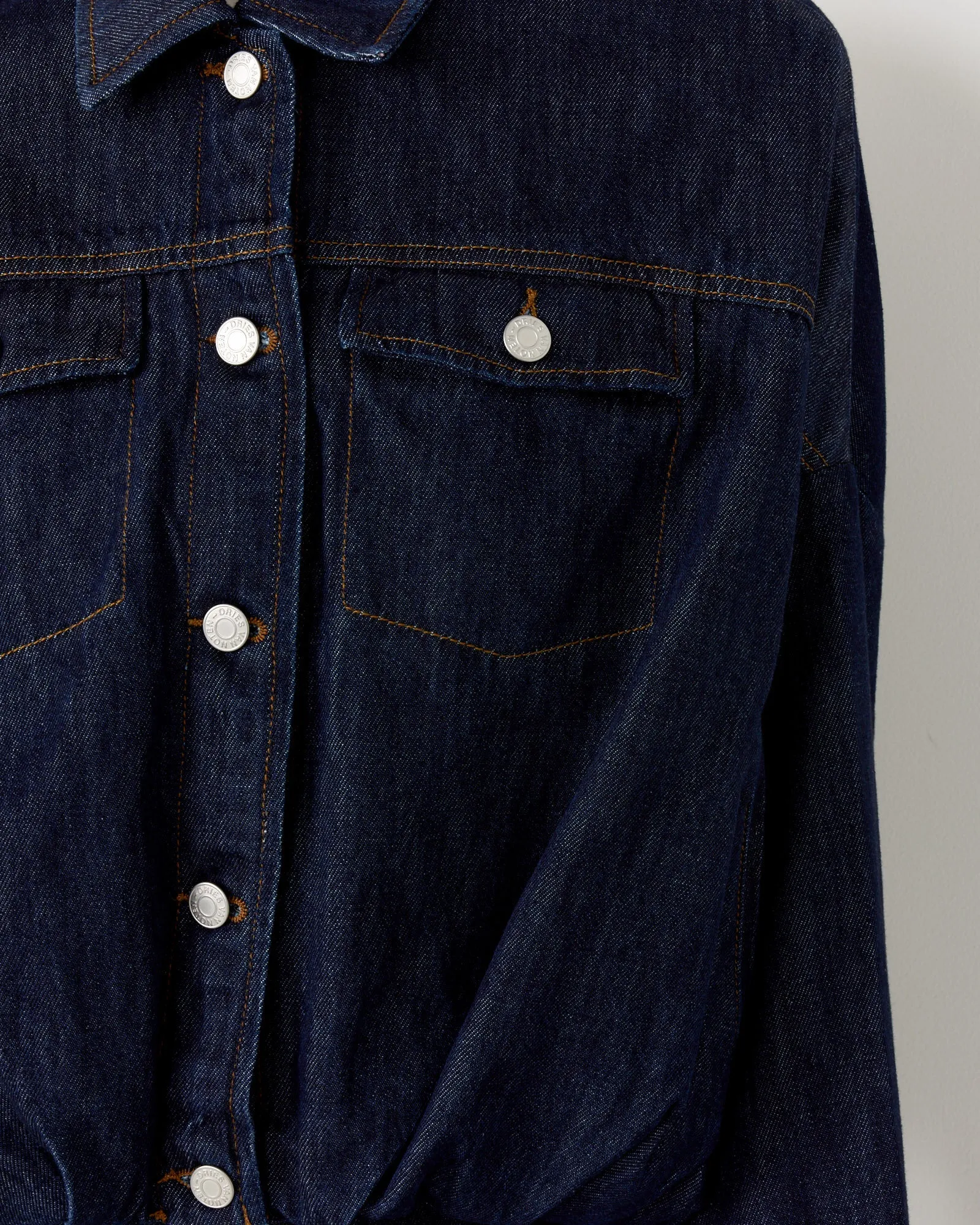 Gathered Denim Jacket in Indigo