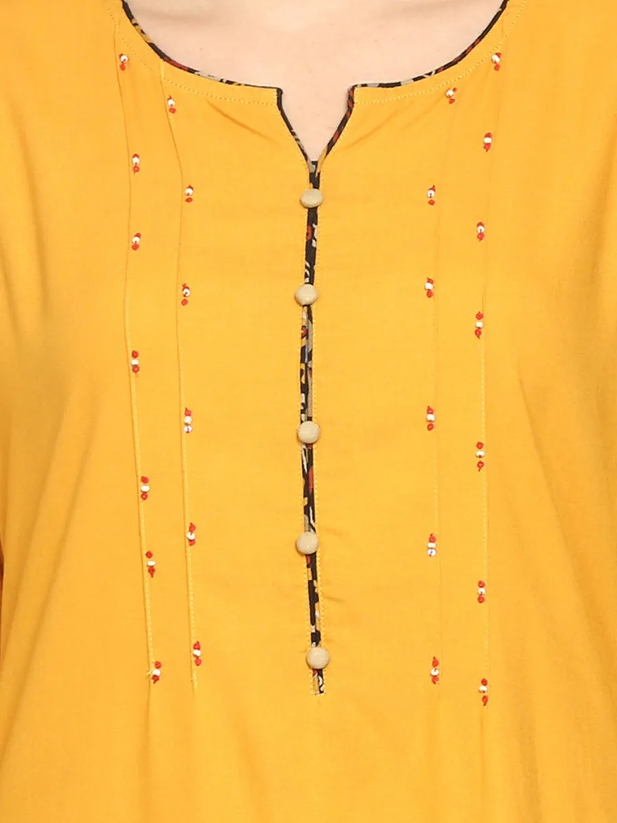 Gorgeous Mustard & Black Solid Kurta With Harem Pant