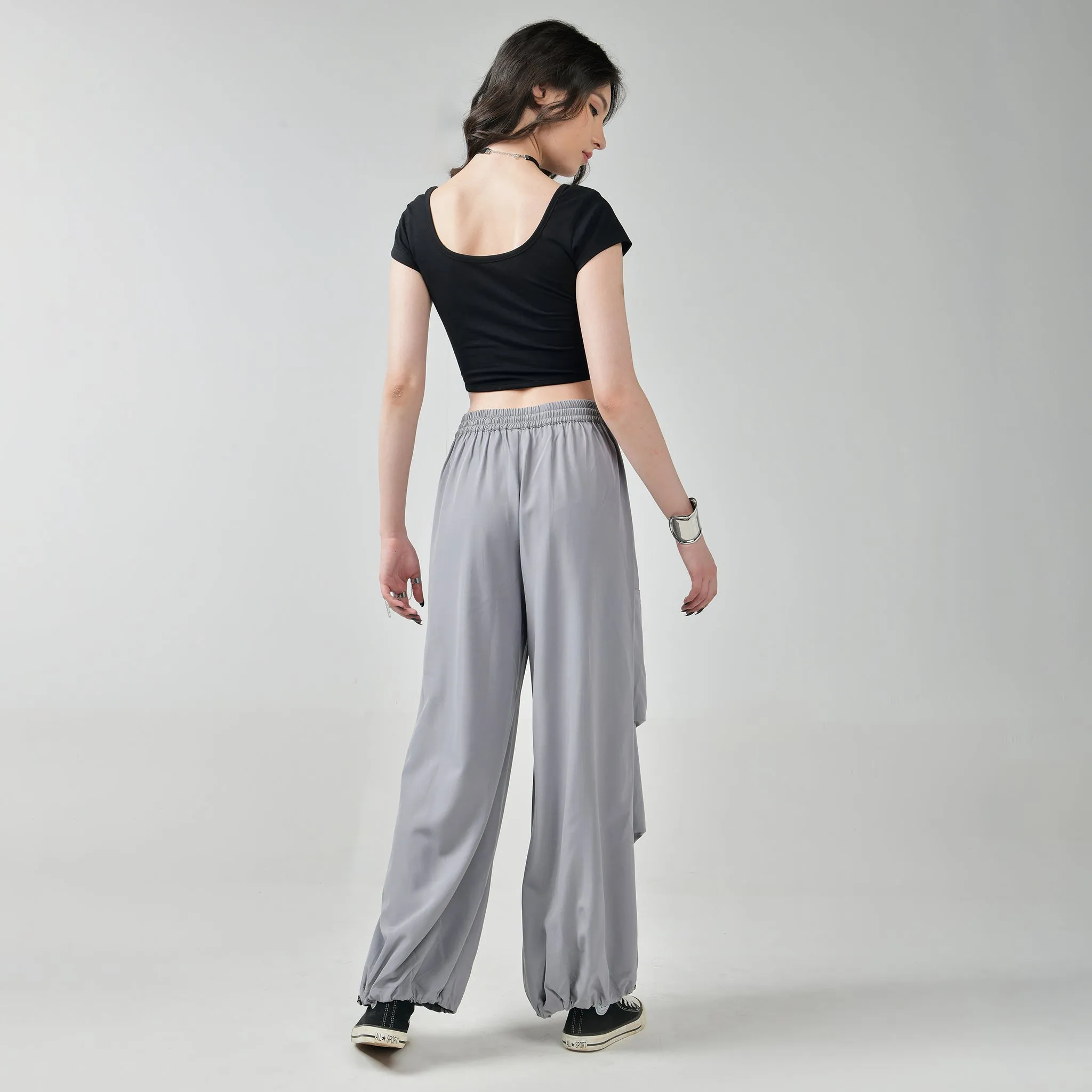 Grey Air Parachute Pants for Women