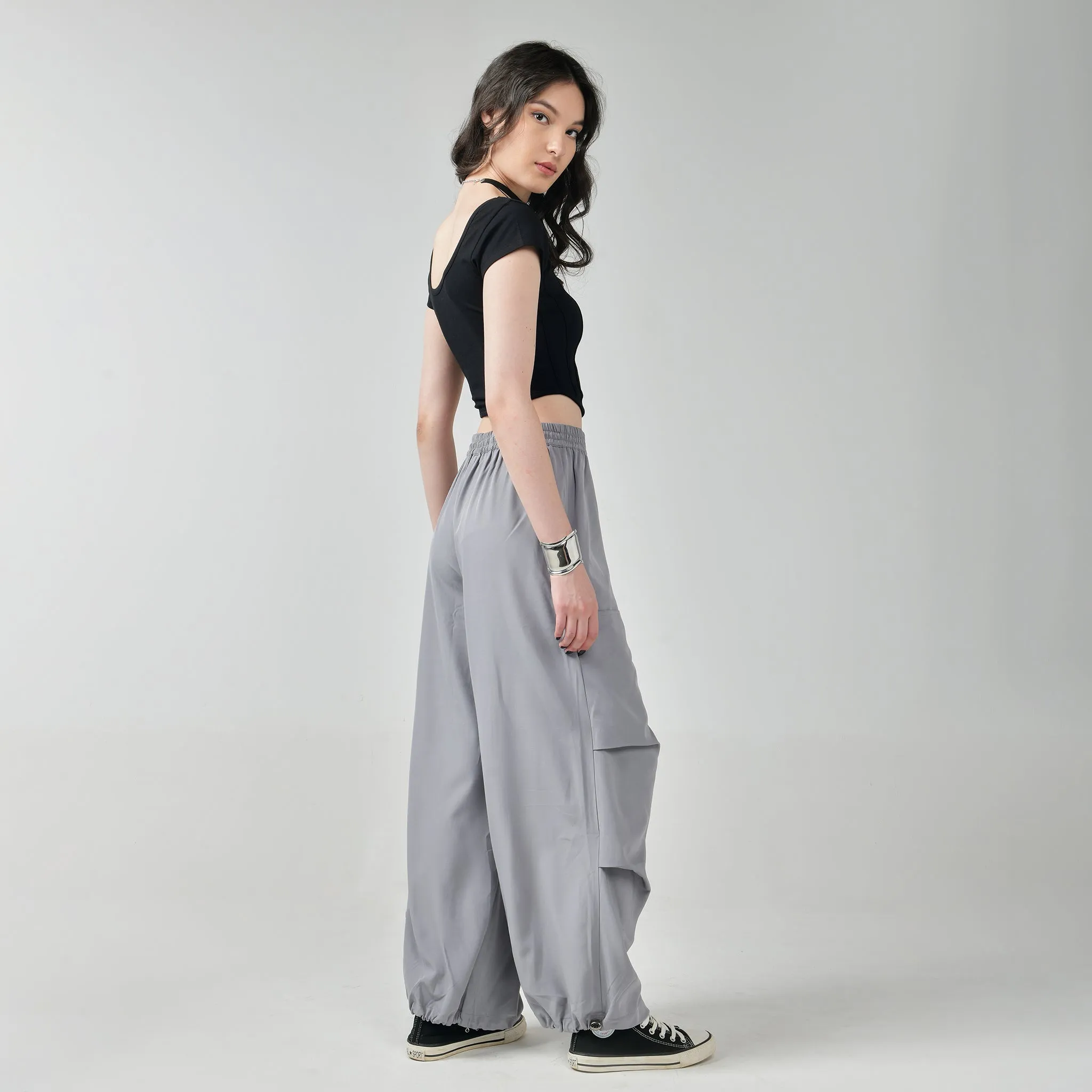 Grey Air Parachute Pants for Women