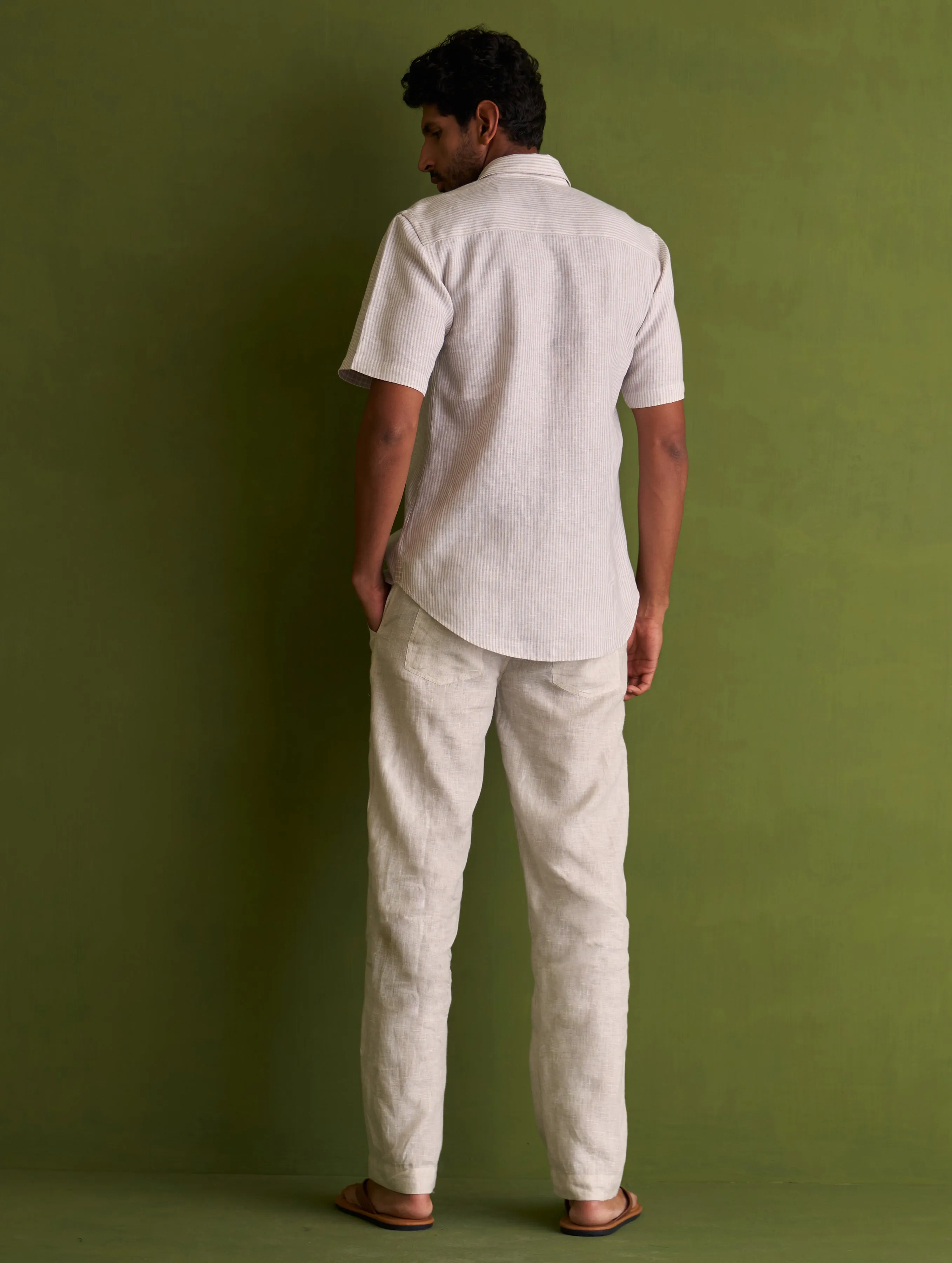 Hanzo Linen Shirt - Beige Stripe