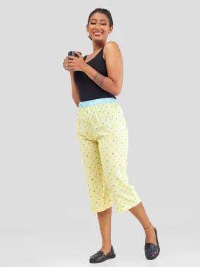 Hessed Flowered Capri Pants - Yellow