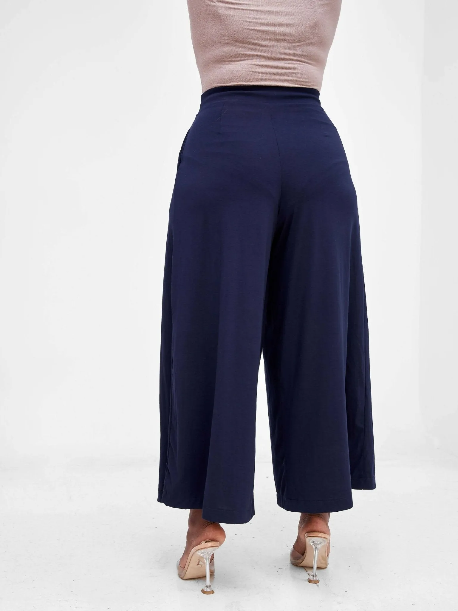 Hessed Long Palazzo Pants - Navy Blue