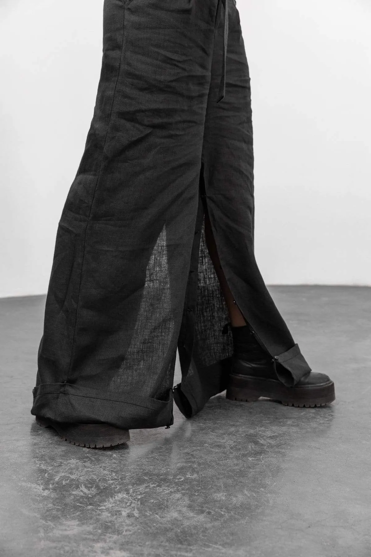 High-Waist Wide-Leg Black Trousers