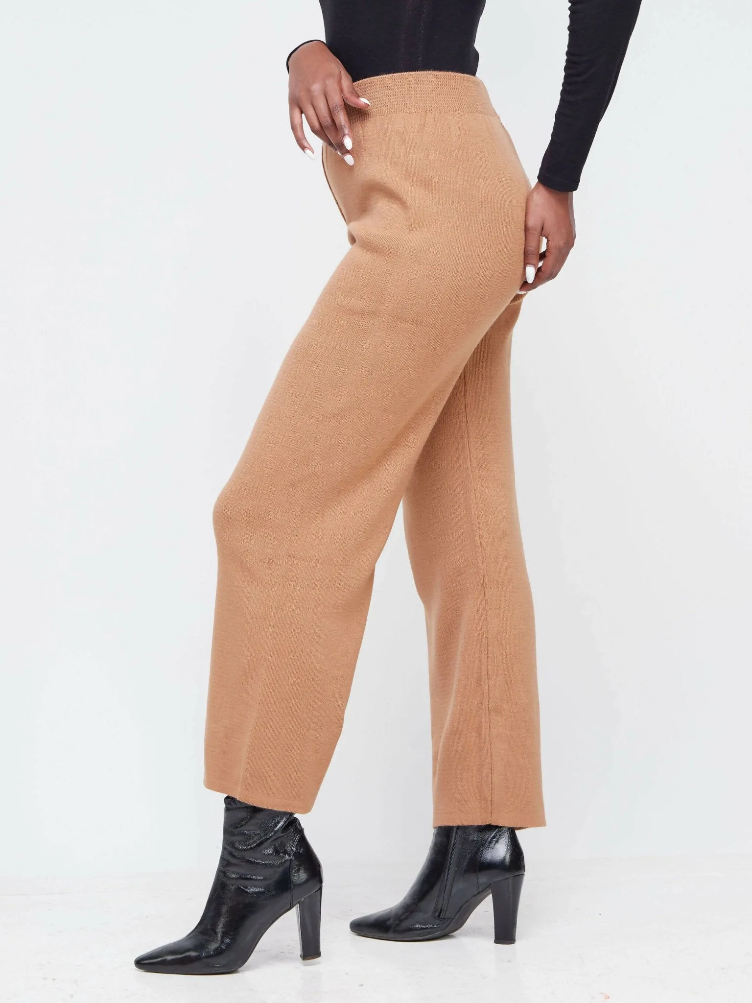 Infy Knit Wear Full Length Pants - Brown