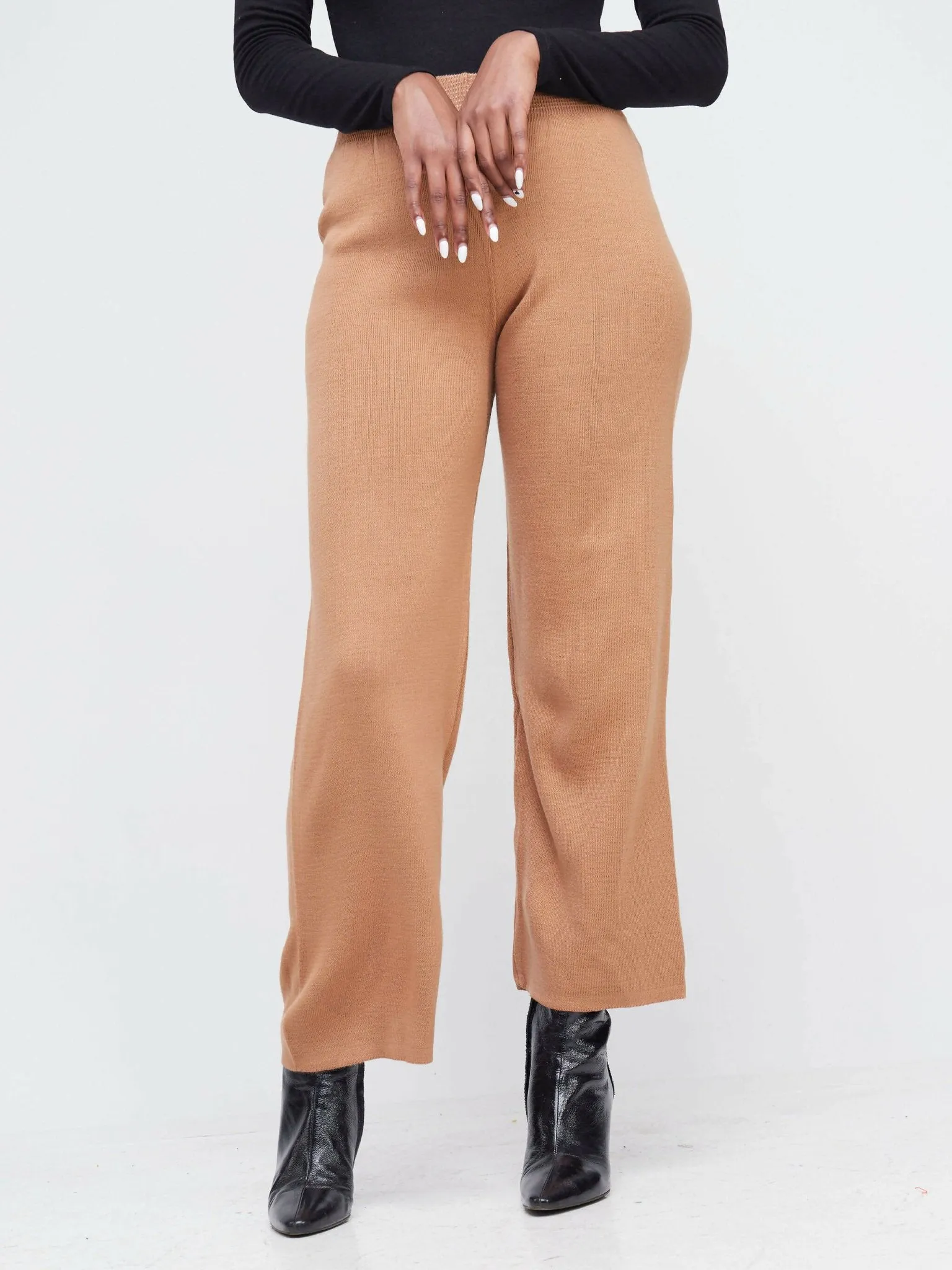 Infy Knit Wear Full Length Pants - Brown