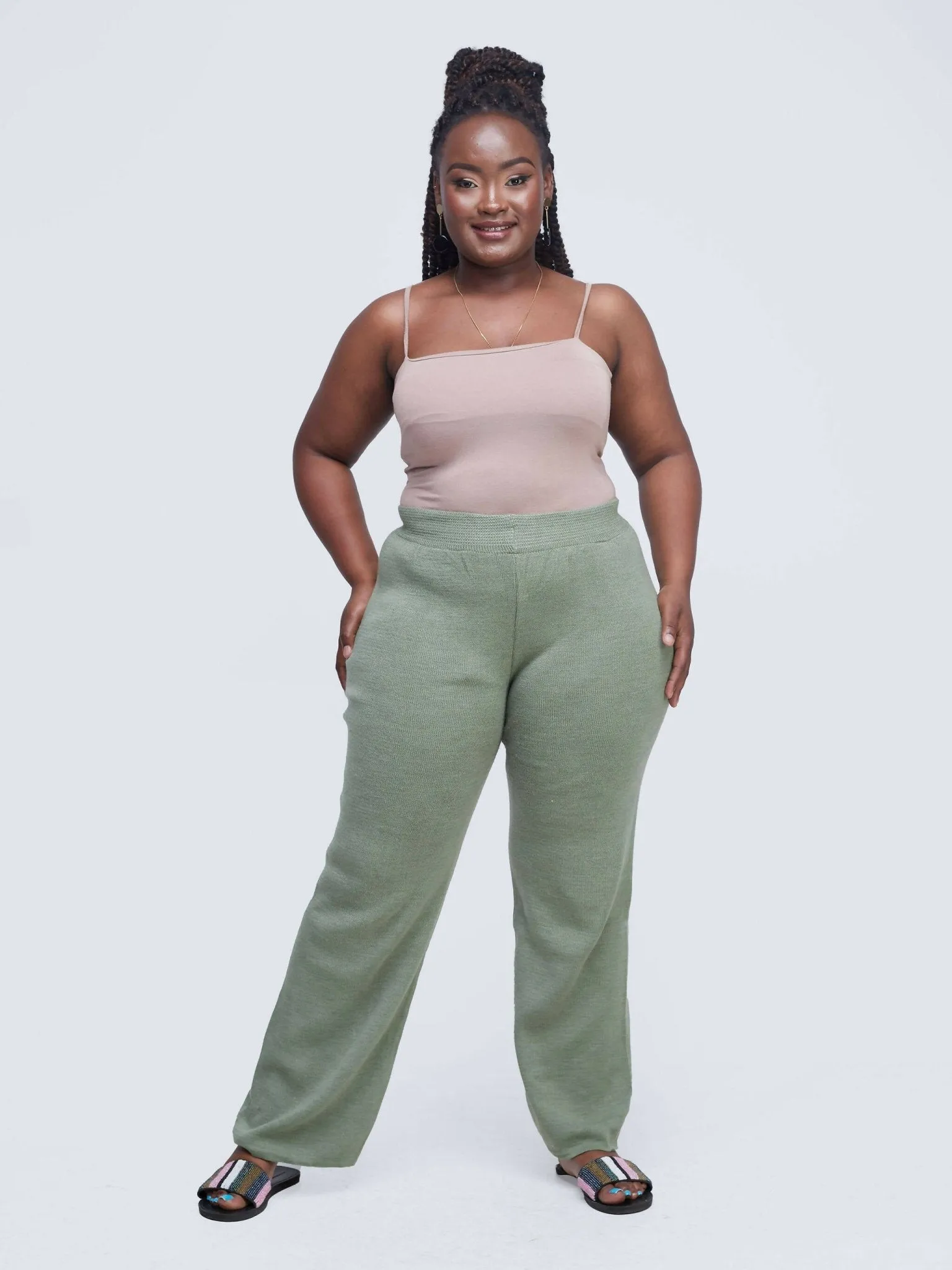 Infy Knit Wear Full Length Pants - Green