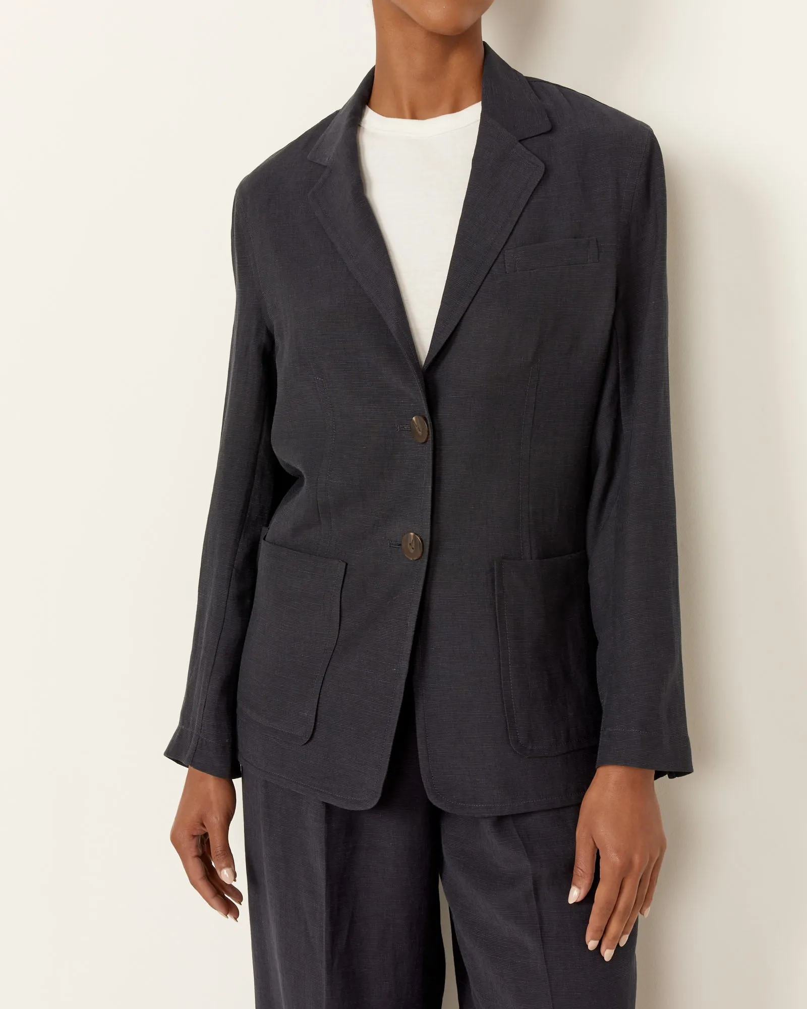 Linen Blend Jacket in Navy