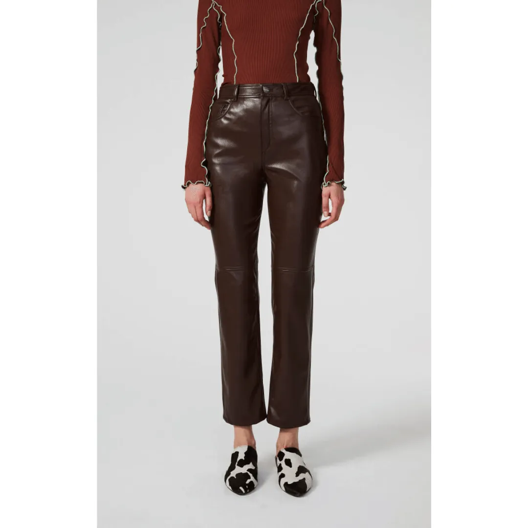 LOURA LEATHER TROUSERS CHOCOLATE