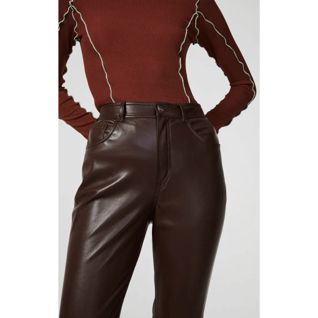 LOURA LEATHER TROUSERS CHOCOLATE