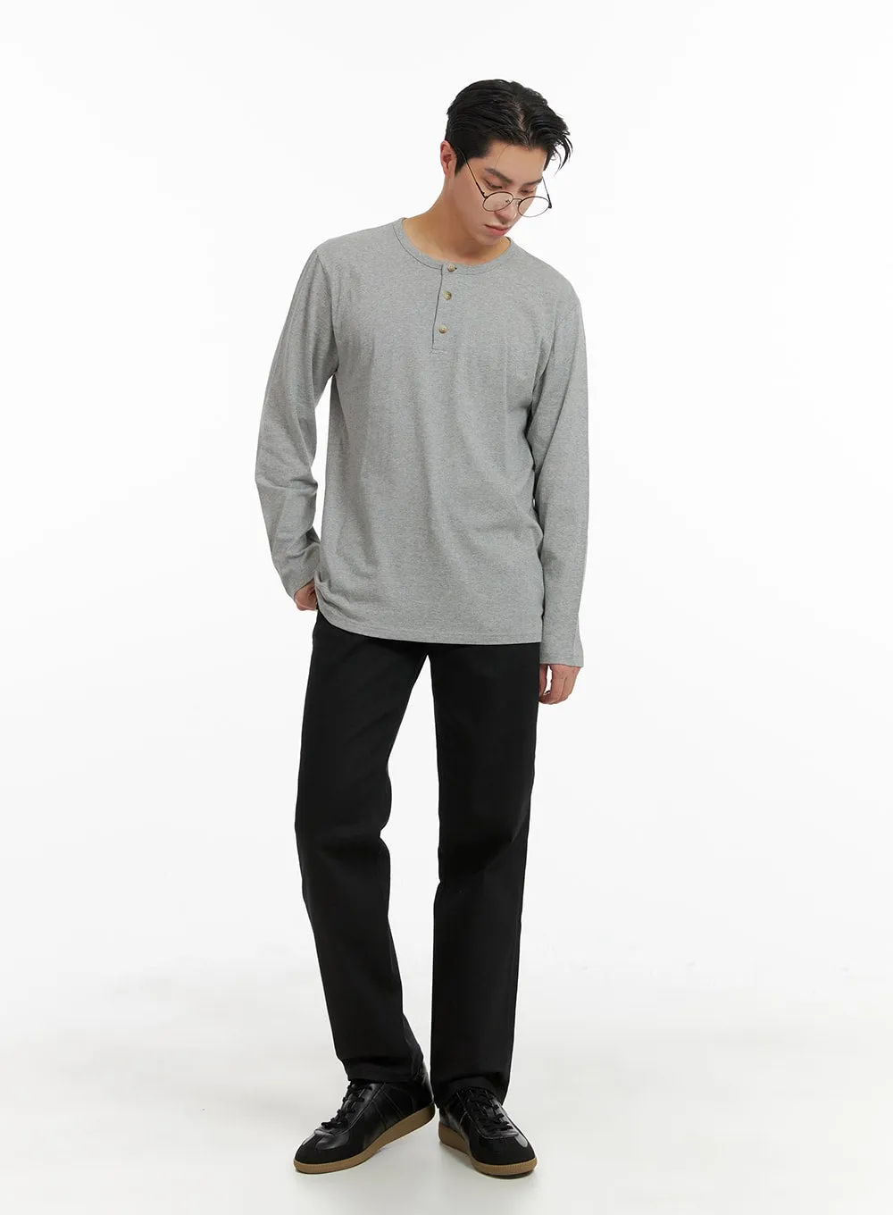 Men's Solid Cotton Straight Pants IA401