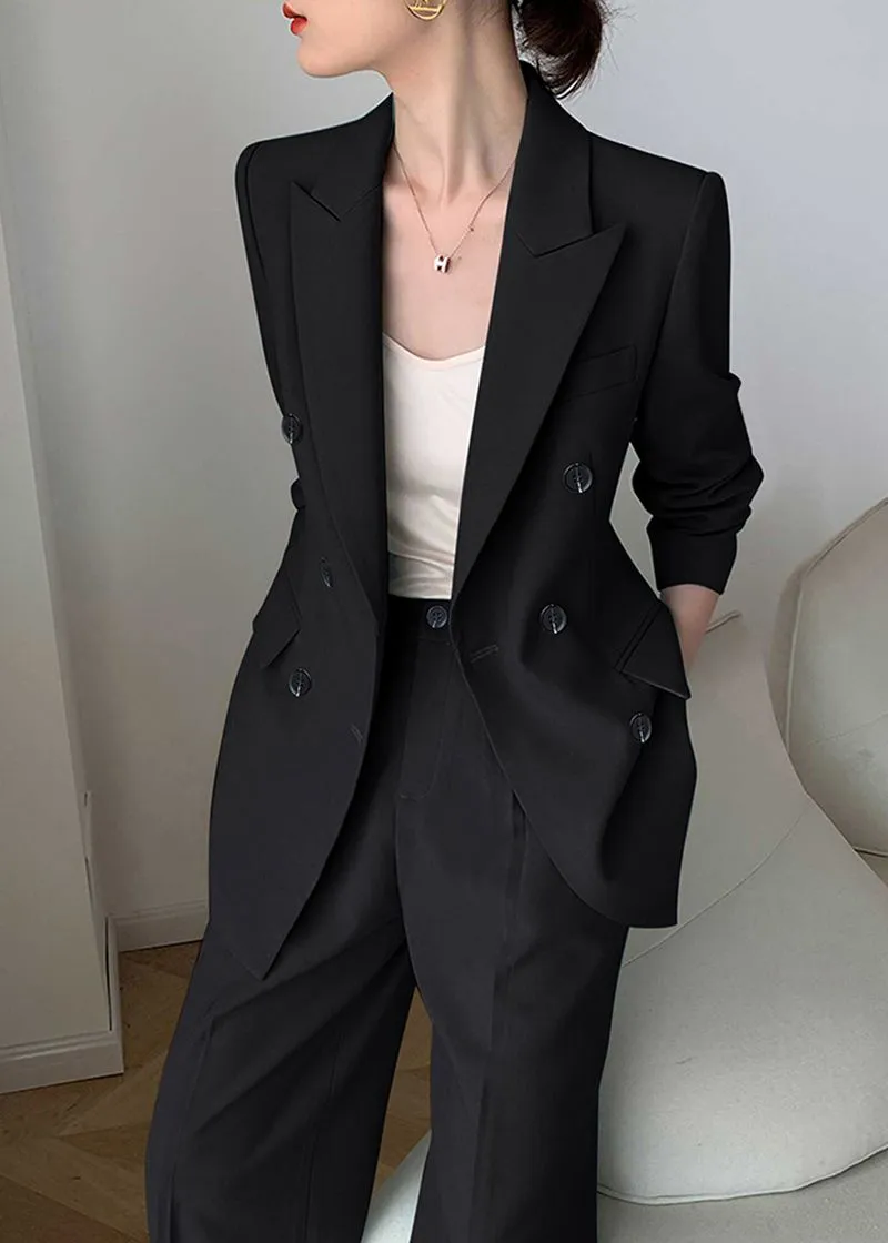 Monica Black Double Breasted Blazer Pants Suit Two-Piece Set